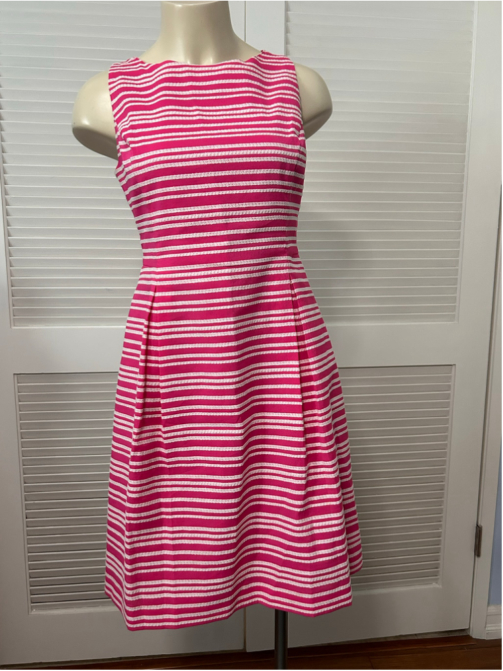 Tommy Hilfiger Pink White Striped Midi Dress Size 6 Sleeveless